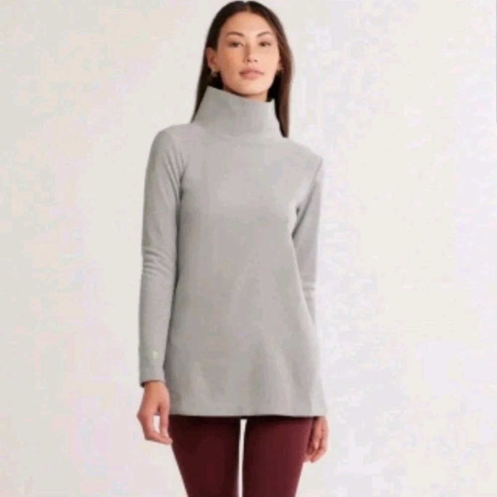 Dudley Stephens Cobble Hill Fleece Turtleneck Tunic Womens Sz XS Gray Pockets